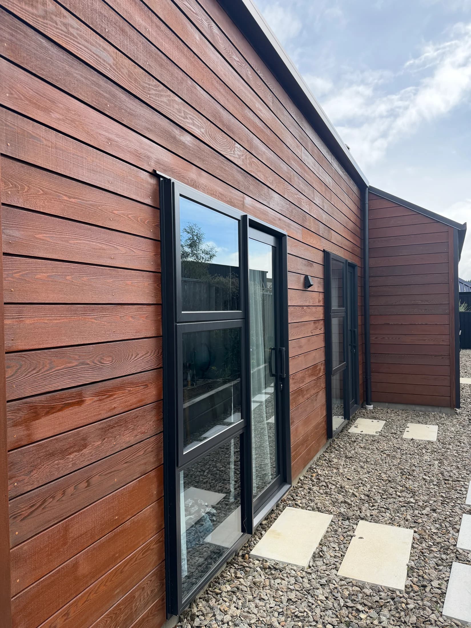 Warm cedar gable after one coat of Dryden WoodOil in Wānaka