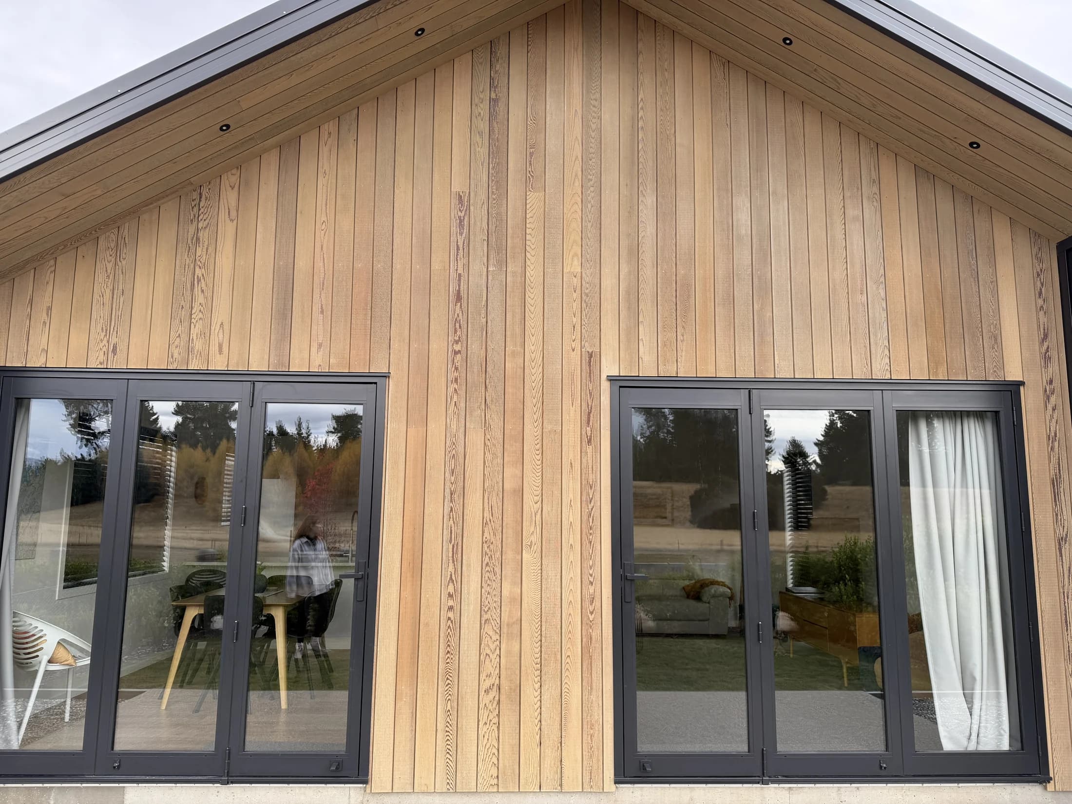 Cedar cladding after oil refresh on rear gable in Northlake, Wanaka